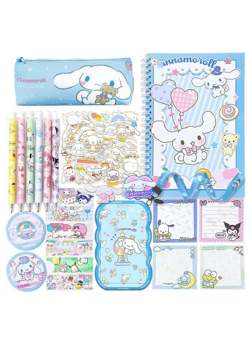 Coolchic School Supplies Set,Kawaii Stationery Gift Set, Back to School Stationary Including Notebook Pencil Case,Stickers,Pins Badge,Bookmark (Cinnamoroll) - Image 1